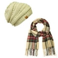 thumbnail image 1 of Wrapables® Plaid Print Long Scarf and Beanie Hat Set, Red and Green, 1 of 4