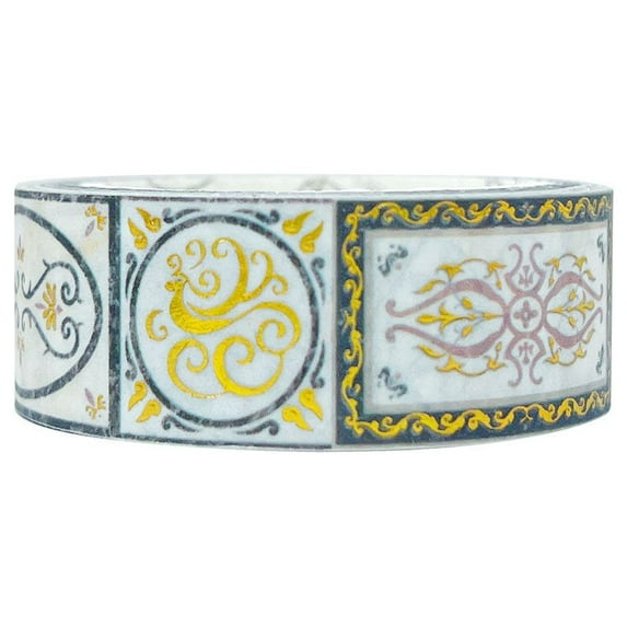 Wrapables Poetic Picturesque Gold Foil Washi Masking Tape, 15mm x 5M, Emblem