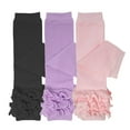 thumbnail image 1 of Wrapables Really Ruffly Baby & Toddler Leg Warmers (Set of 3), Purple, Pink, Black, 1 of 9