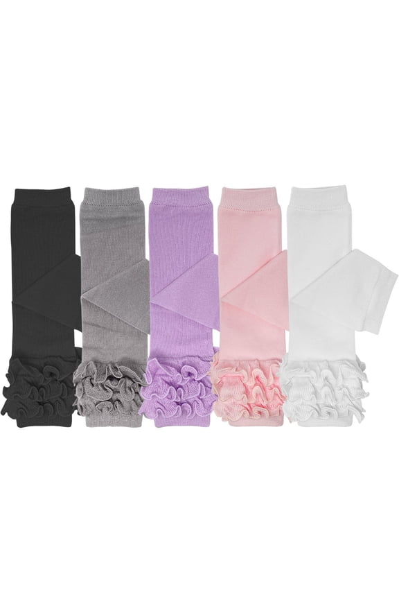 Really Ruffly Baby & Toddler Leg Warmers (Set of 5), Black, White, Gray, Pink, Purple