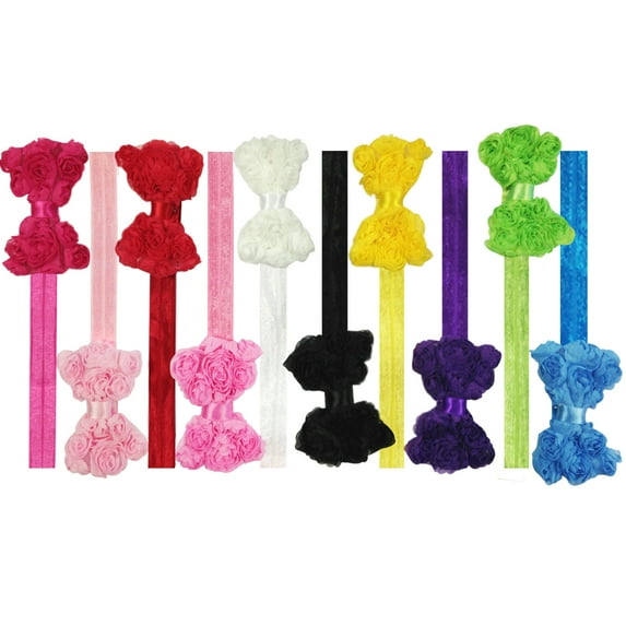Wrapables® Set of 10 Assorted Chiffon Rosette Bow Baby Headbands