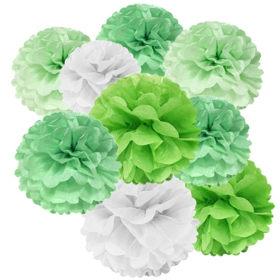 Wrapables Set of 12 Tissue Pom Pom Party Decorations for Weddings, Birthday Parties Baby Showers and Nursery Decor, Mint/Sea Green/White/Lime Green