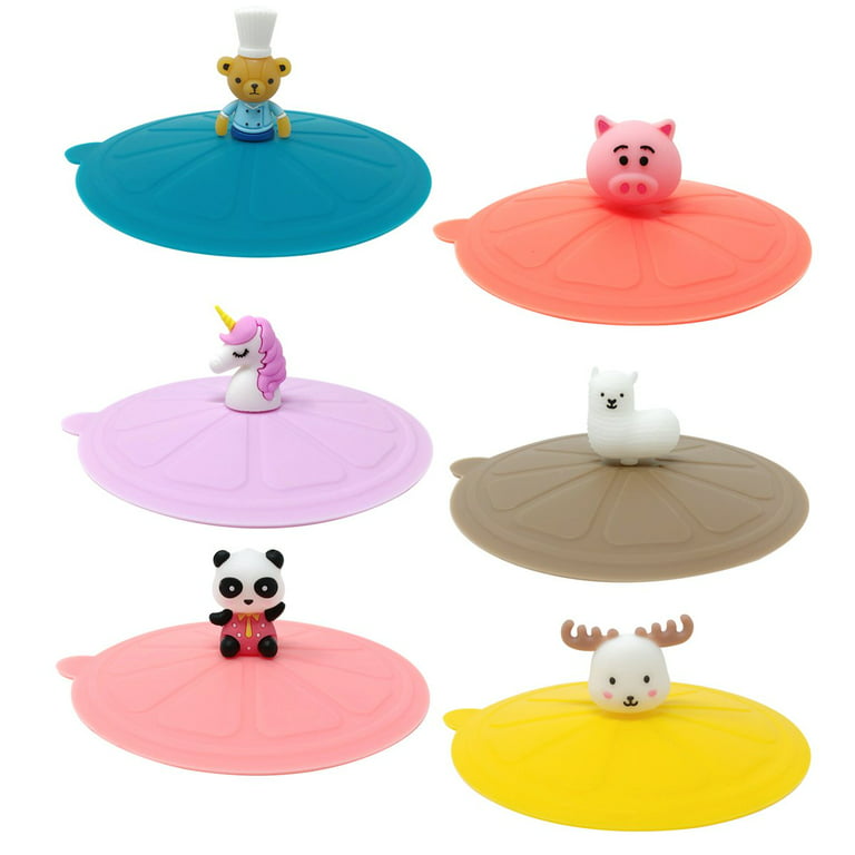 Silicone Cup Lids Anti-dust Cute Animals Airtight Mug Covers For
