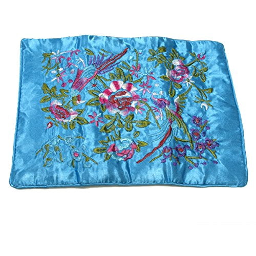 Wrapables® Silk Embroidered Jewelry Rolls - Sky Blue