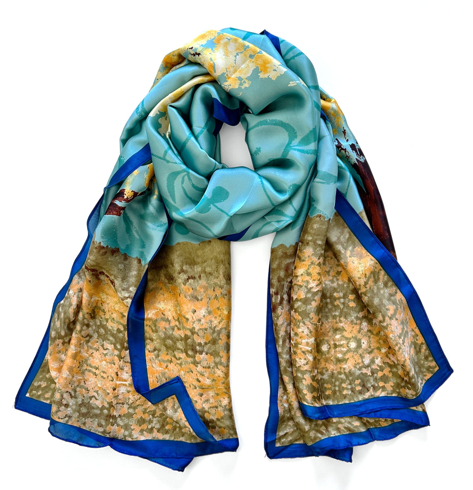 Golden tree Silk Scarf Wrapables Silk Like Satin Polyester Large Scarf Wrap, Golden  main image 2