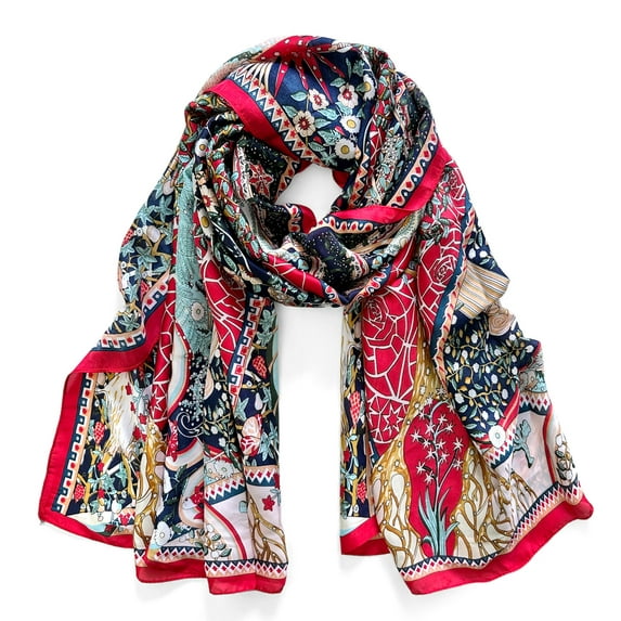 Wrapables Silk Like Satin Polyester Large Scarf Wrap, Poetic Nature