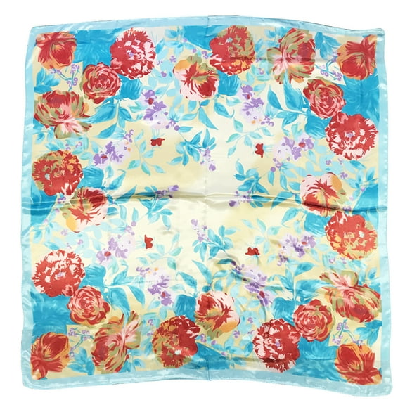 Wrapables? Silk Satin Floral 35 x 35 Inch Square Scarf, Roses