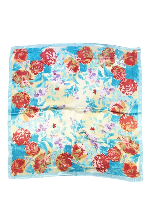? Silk Satin Floral 35 x 35 Inch Square Scarf, Roses