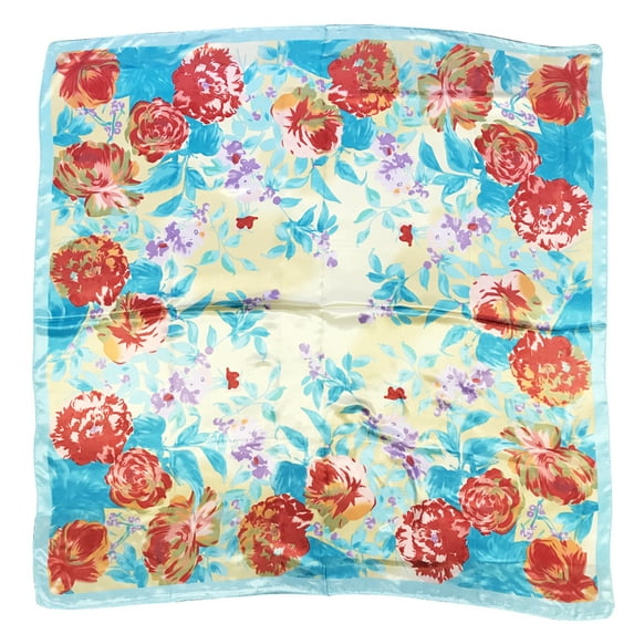 Wrapables? Silk Satin Floral 35 x 35 Inch Square Scarf, Roses