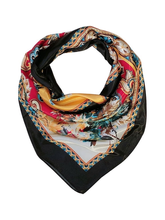 ® Silky Feeling Satin Square Scarf, Floral Paisley
