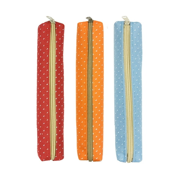 Wrapables® Slim Dot Pencil Case (Set of 3), Red, Orange, Blue