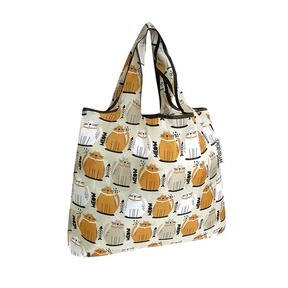 Wrapables Small Foldable Tote Nylon Reusable Grocery Bags, Cat Food