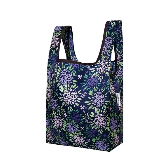 Wrapables Small JoliBag Collection Reusable Shopping Bag, Purple Hydrangeas