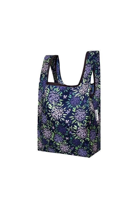 Small JoliBag Collection Reusable Shopping Bag, Purple Hydrangeas