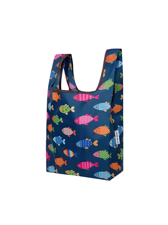 Small JoliBag Collection Reusable Shopping Bag, Rainbow Fishies