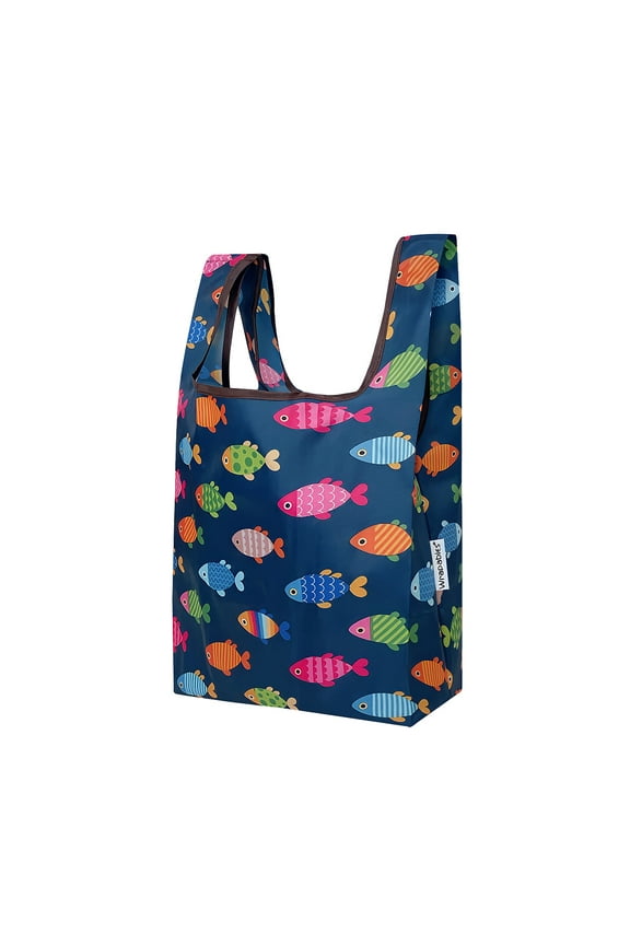 Small JoliBag Collection Reusable Shopping Bag, Rainbow Fishies
