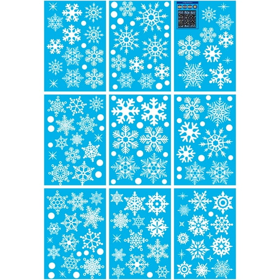 Wrapables Snowflake Window Clings Decal Stickers, Christmas Winter Decoration for Glass Windows, 9pc Starry