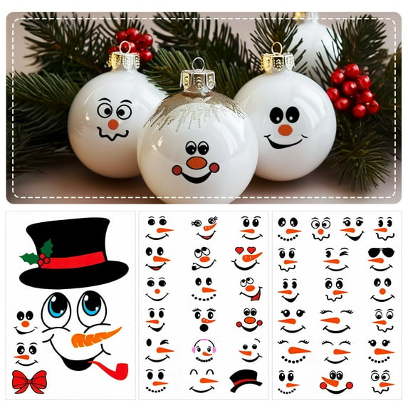 Wrapables Snowman Face Stickers for Crafts, Christmas Decoration for Windows, Refrigerators, Water Bottles, Cups (Set of 41), Frosty
