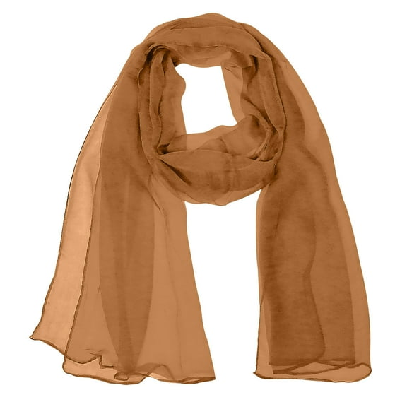Wrapables Solid Color 100% Silk Long Scarf, Chocolate