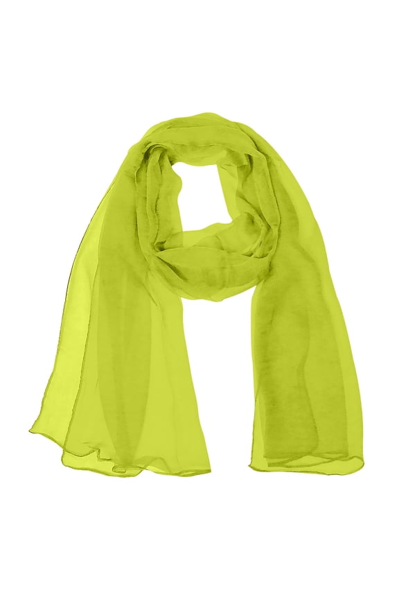 Solid Color 100% Silk Long Scarf, Lime Green