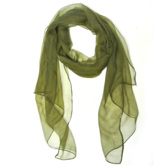 Wrapables® Solid Color 100% Silk Long Scarf, Olive