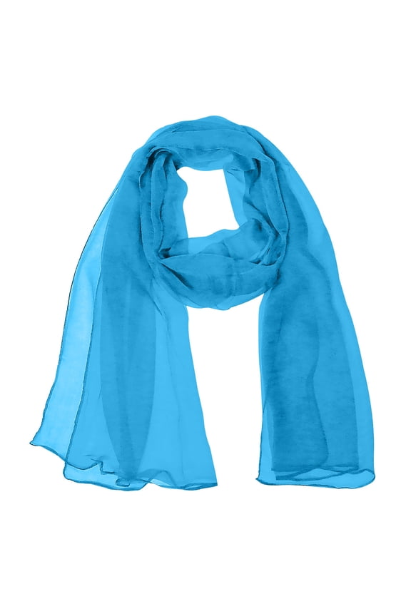Solid Color 100% Silk Long Scarf, Sapphire Blue