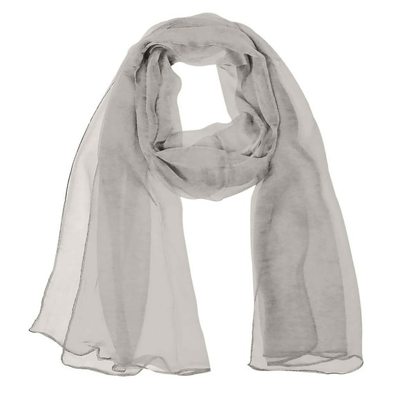 Wrapables Solid Color 100% Silk Long Scarf, Silver Gray