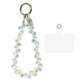 thumbnail image 1 of Wrapables Sparkling Beaded Cell Phone Wrist Strap, Keychain, Bag Charm with Lanyard Tether Tab, Clear Crystal, 1 of 6