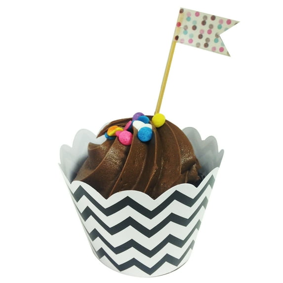 Wrapables® Standard Size Chevron Cupcake Wrappers (Set of 60), Black