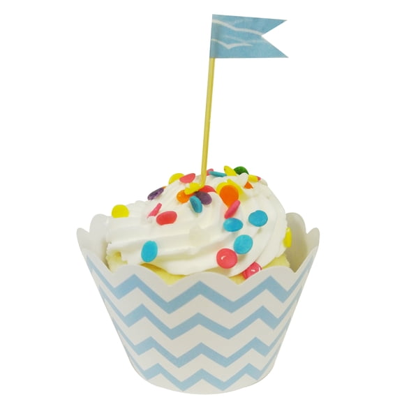 Wrapables® Standard Size Chevron Cupcake Wrappers (Set of 60), Blue