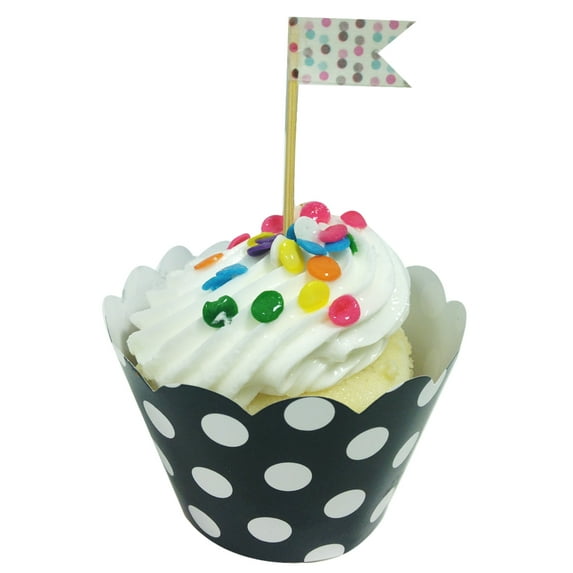 Wrapables® Standard Size Polka Dots Cupcake Wrappers (Set of 20), Black