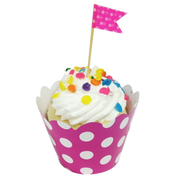Wrapables® Standard Size Polka Dots Cupcake Wrappers (Set of 20), Hot Pink