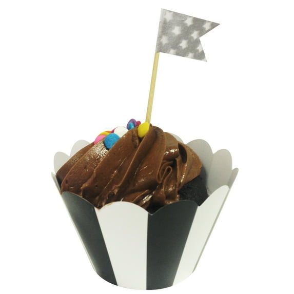 Wrapables® Standard Size Striped Cupcake Wrappers (Set of 60), Black
