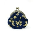 thumbnail image 1 of Wrapables Stylish Decorative Coin Purse, Clasp Wallet, Navy Blossoms, 1 of 7