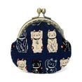 thumbnail image 1 of Wrapables Stylish Decorative Coin Purse, Clasp Wallet, Navy Fortune Cat, 1 of 7
