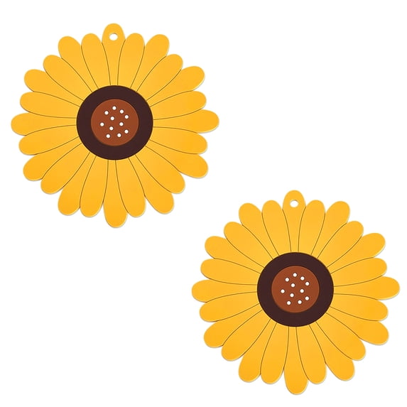 Wrapables Sunflower Coasters, Trivet Mats, Pot Holders for Cups, Drinks, Pots and Pans (Set of 2), Medium