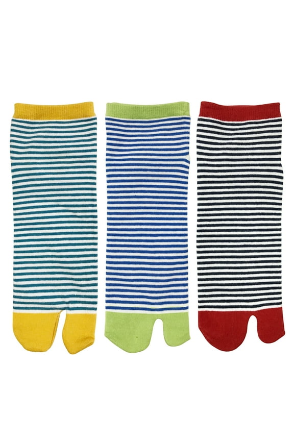 Tabi Flip-Flop Socks (Set of 3), Stripes