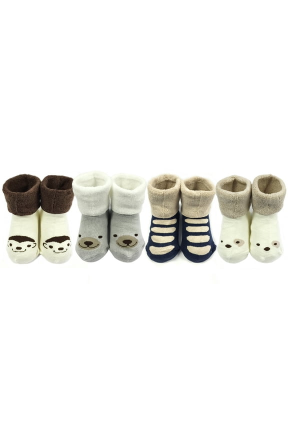 Thick Animal Face Socks for Baby Boy (Set of 4)