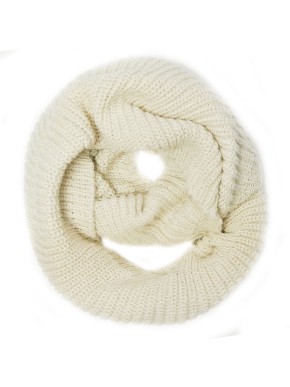 ® Thick Knitted Winter Warm Infinity Scarf, Ivory