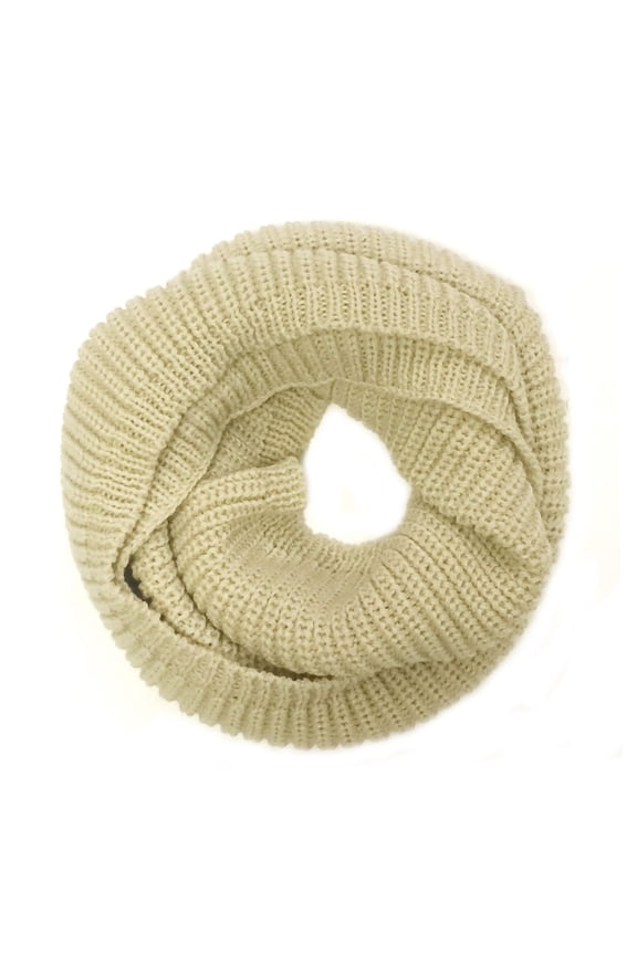 Thick Knitted Winter Warm Infinity Scarf, Latte