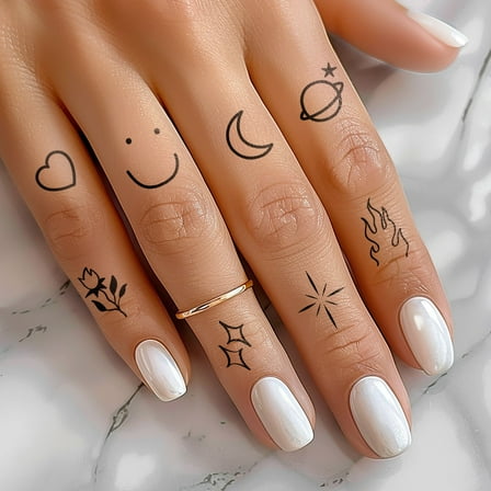 Wrapables Tiny Small Temporary Finger and Hand Tattoos for Women, 10 Sheets, Expressions