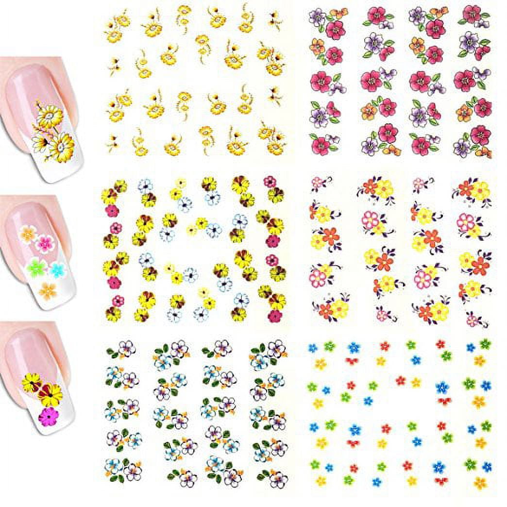 Nail Art Water Decals Summer Transfer Stickers Colorful Leave Flower Design  Tips | eBay