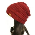 thumbnail image 1 of Wrapables® Two Tone Knit Beanie Cap Hat, Wine Red, 1 of 5