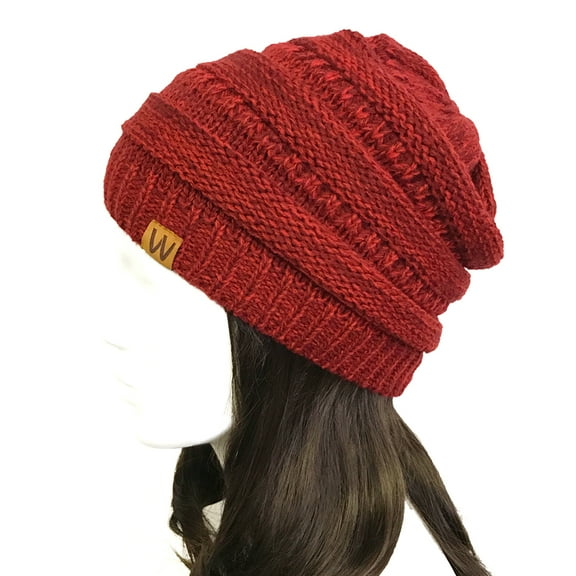 Wrapables® Two Tone Knit Beanie Cap Hat, Wine Red
