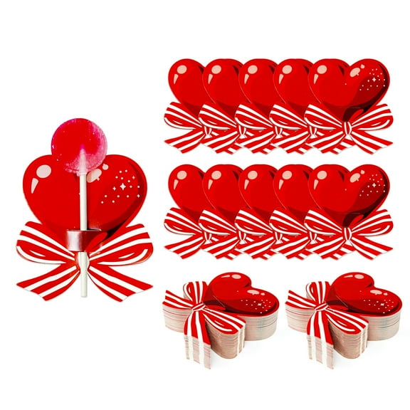 Wrapables Valentines Lollipop Paper Card Candy Holders, Hearts and Bows Party Supplies, Decorations, Party Favors (100pcs)