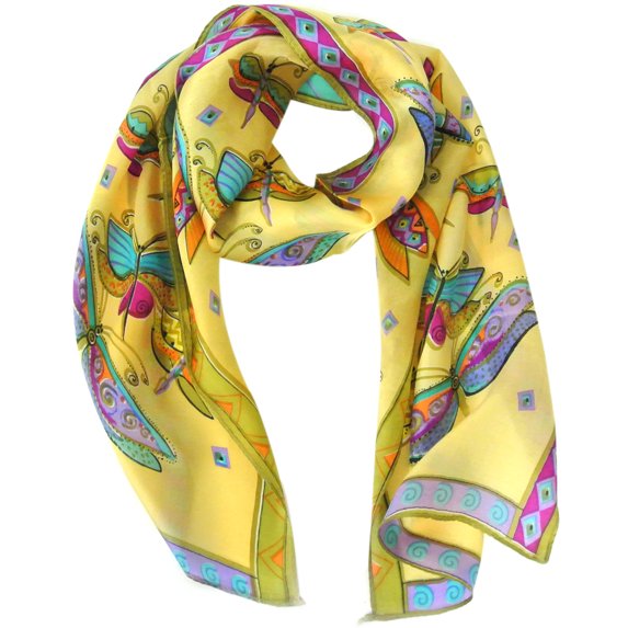 Wrapables® Vibrant 100% Silk Long Scarf 51" x 10.5", Dragonflies
