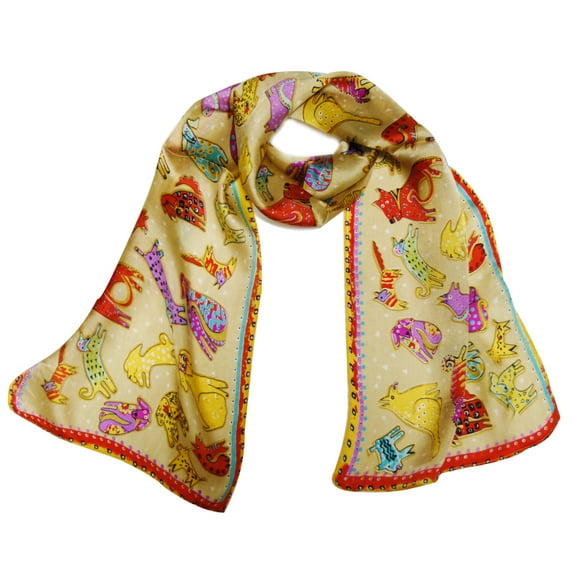 Wrapables® Vibrant 100% Silk Long Scarf 51" x 10.5", Happy Puppies