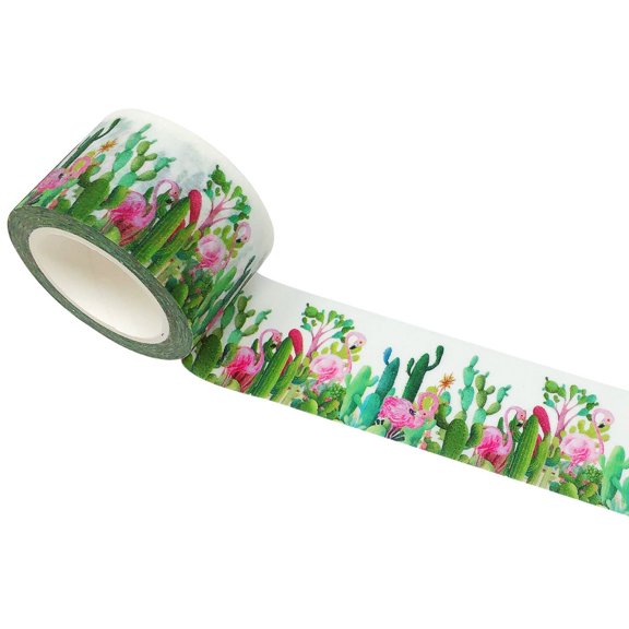 Wrapables Washi Masking Tape, 30mm x 5M, Cactus & Flamingos
