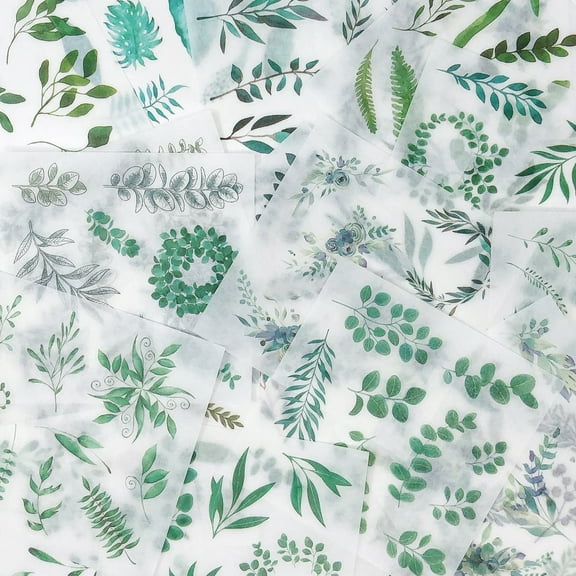 Wrapables Washi Scrapbooking Stickers Box Set, Green Leaves (20 Sheets)
