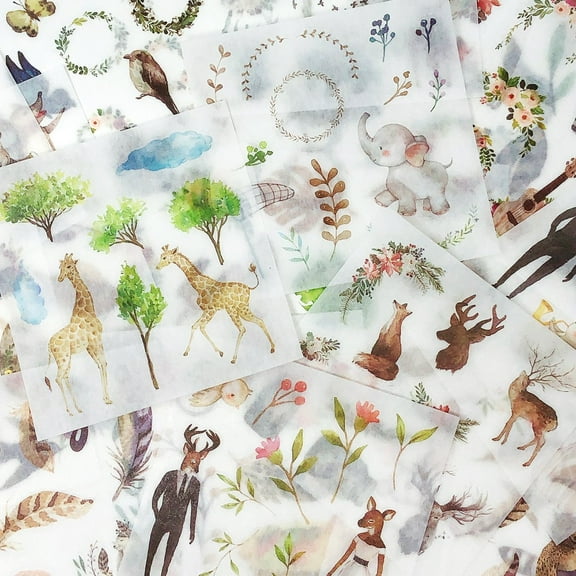 Wrapables Washi Scrapbooking Stickers Box Set, Wilderness Animals (20 Sheets)